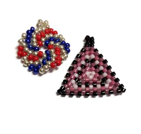 A Year of Earrings 6 by Lori Ahlin©2022, A Year of Earrings, Patriotic earrings, Circular Peyote, Beaded earrings, Seed bead earrings, Miyuki Delicas