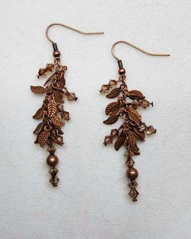 Autumn Earrings by Rene' Despres©2023 Earrings, wire looping and adding beads.