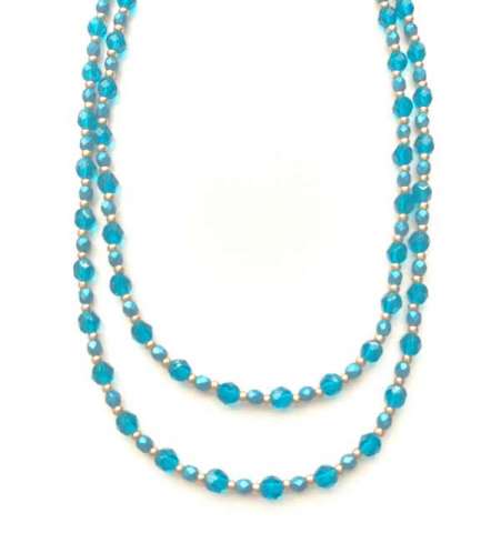 Beaded Necklace by Lori Ahlin©2021, Necklace, Beaded Necklace, Stringing beads, Softflex with Beads, Wire Guardians, Twisted Crimps, Firepolish