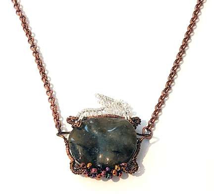 Brewing A Potion by Charlene Furukawa©2025, Wire, Wire Weaving, Wire Wrapping, Wire Class, Wire Weaving Class Henderson Nevada, Wire Weaving Las Vegas