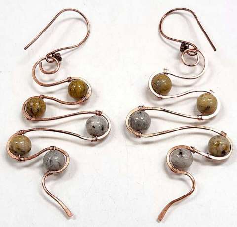Copper Serpentine Earring by Charlene Furukawa 2025, Wire wrapping, wire, Wire Wrapping Class Henderson Nevada, Wire Wrapping Class Las Vegas, Wire Class