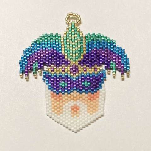 Mardi Gras Santa by Lori Ahlin©2023, Santas Around the World, Beaded Santa, Delica beads, Beads, Christmas Ornament, Beaded Christmas Ornament, Mardi Gras Santa Ornament, Beaded Santa Class, Mardi Gras Beaded Santa, Delica Beads	