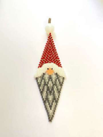 Santa, a Christmas Gnome by Lori Ahlin©2022, Santas Around the World, Beaded Santa, Delica beads, Beads, Christmas Ornament, Beaded Christmas Ornament, Gnome Ornament, Beaded Santa Claus, Gnome, Beaded Gnome