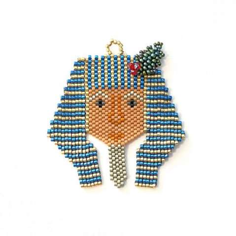 Santa of Egypt by Lori Ahlin©2022, Santas Around the World, Beaded Santa, Delica beads, Beads, Christmas Ornament, Beaded Christmas Ornament, Egyptian Ornament, Beaded Santa Class, Egyptian Beaded Santa, Santa of Egypt
