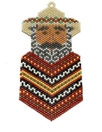 Santa of Mexico 23 by Lori Ahlin©2023, Santas Around the World, Beaded Santa, Delica beads, Beads, Christmas Ornament, Beaded Christmas Ornament, Mexico Ornament, Beaded Santa Class, Mexican Santa	