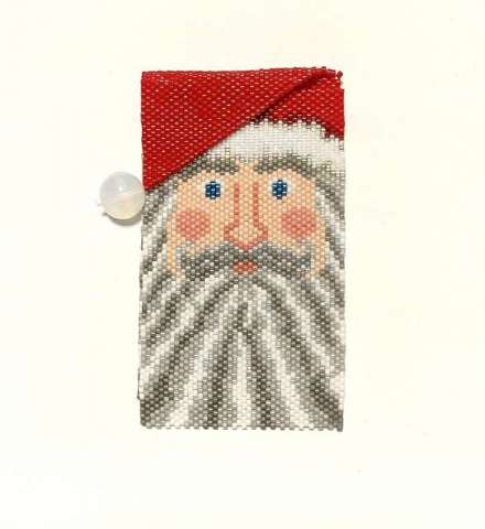 Santa’s Workshop  by Lori Ahlin©2023, Santa Gift card holder, Beaded Santa, Delica beads, Beads, Christmas Ornament, Beaded Christmas Ornament, Santa Gift card Ornament, Beaded Santa Class, Miyuki Beads
