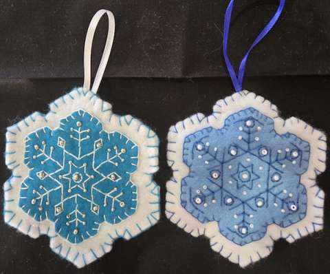 Embroider Snowflake Series by Jerrine Kirsch© 2024, Hand Embroider Snowflake with Bead Embroidery, 10-month series