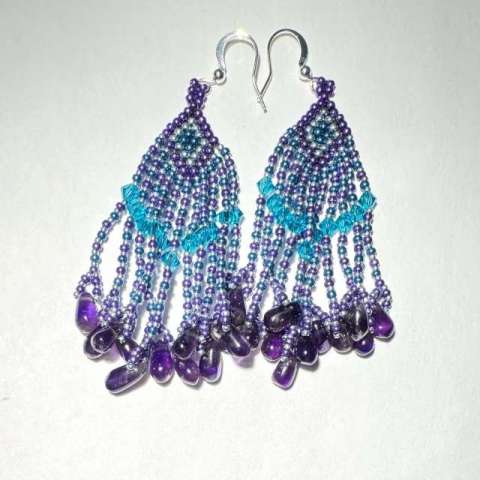 Stitch Club Class – Brick Stitch by Lori Ahlin©2025, Brick Stitch Class, Beaded Earrings, Duracoat seed beads, Miyuki seed beads, Beaded earrings class, Brick Stitch, Bead Class Henderson Nevada, Bead Class Las Vegas