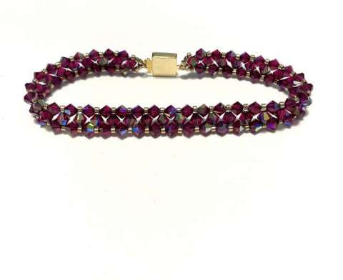 Stitch Club Class – Right Angle Weave by Lori Ahlin©2023, Right Angle Weave Stitch Class, Bicone Crystal Beaded Bracelet, Duracoat Delica beads, Beaded bracelet class, Bead Class Henderson Nevada, Bead Class Las Vegas