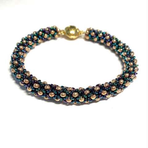 Stitch Club Class – Tubular Chenille by Lori Ahlin©2023, Tubular Chenille Stitch Class, Seed Bead Bracelet, Demi Round beads, seed bead bracelet, Beaded bracelet class