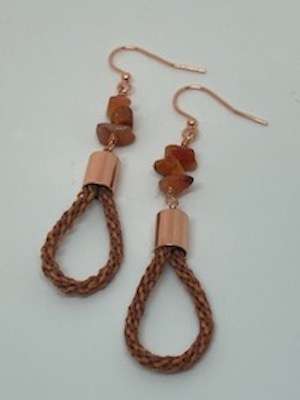 Stone Chip Kumihimo Earrings by Cindy Johnson©2024, Kumihimo earrings, 8 Strand braid, Japanese braiding