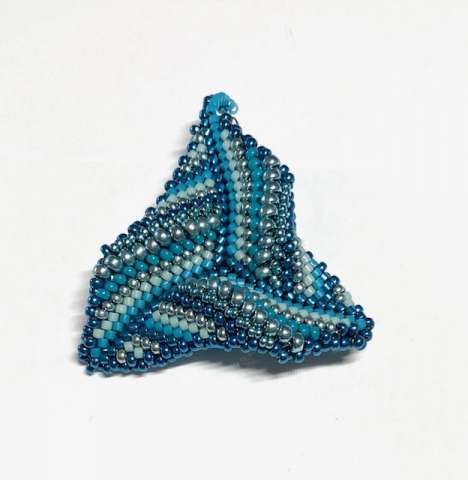 Tangled Triangle by Lori Ahlin©2023, Peyote twisted, Beaded Pendant, Delica beads, Seed Beads, Peyote Stitch, Bead Class, Beaded Triangle,