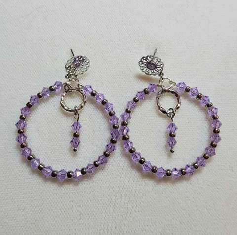 Violet Bloom Earrings 2024 Earrings, wire looping.