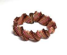 Forty Five Degrees by Lori Ahlin©2023, Peyote earrings, Beaded Bracelet, Delica beads, Seed Beads, Peyote Stitch, Bead Class, Beaded Twisted Bracelet,