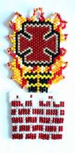Santa, Stop, Drop & Roll by Lori Ahlin©2025, Santas Around the World, Beaded Santa, Delica beads, Beads, Christmas Ornament, Beaded Christmas Ornament, Beaded Fireman ornament,  Ornament, Beaded Santa Class, Beaded Santa Fireman, Miyuki Beads, Delica Bead