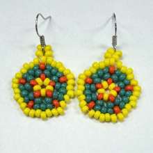 Stitch Club Class – Huichol Flower by Lori Ahlin©2026, Huichol Stitch Class, Beaded earring, Seed bead flower, Miyuki beads, Beaded Earring class, Bead Class Henderson Nevada, Bead Class Las Vegas, Beaded Huichol Earring,