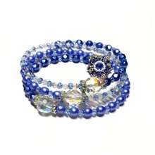 Winter Memories Bracelet by Lori Ahlin©2023, Memory Wire Bracelet, Beaded Bracelet, Seed Beads, Beaded Snowflake , Seed Bead Snowflake, Easy Winter Bracelet, Blue Beaded bracelet
