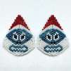 Blue Bominable by Lori Ahlin©2026, Circular Peyote, Beaded Earrings, Delica beads, Christmas earrings, Peyote Stitch, Bead Class, Beaded Triangle, Beaded Abominable Snowman Earrings, Beading class, Beaded ornament, Abominable Snowman ornament