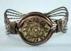 Sphere Bracelet by Corey Milliren ©2021 Bronze Wire, Silver wire, Wire Work, Wire Wrapping, Wire Weaving, Cabochon, Vintage Button