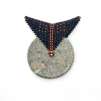 Spinning Wheel Pendant by Cindy Johnson ©2026, Bead weaving, Peyote stitch, Warped square