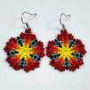 Sunburst Flower by Lori Ahlin©2026, Huichol Stitch Class, Beaded earring, Seed bead flower, Miyuki beads, Beaded Earring class, Bead Class Henderson Nevada, Bead Class Las Vegas, Beaded Huichol Earring,