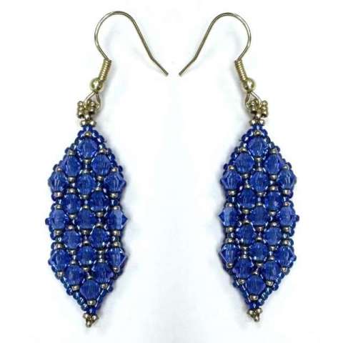 Embellished Netted Earrings by Lori Ahlin©2026, Beaded Earrings, Swarovski Crystals, Beaded earrings, Netting stitch, Beaded Earring Class, Seed bead earring, Bead Class Henderson	