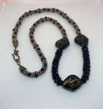 Fire Polish and Resin Necklace by Cindy Johnson ©2025, 8 strand Kumihimo Braid Class, Kumihimo necklace, Kumihimo Class, Japanese braiding