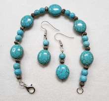 Turquoise Magic by Rene' Despres©2024, Adding beads onto wire, creating wire wrapped loops and wire wrapping. Adding a Clasp & Open/Close Jump Rings